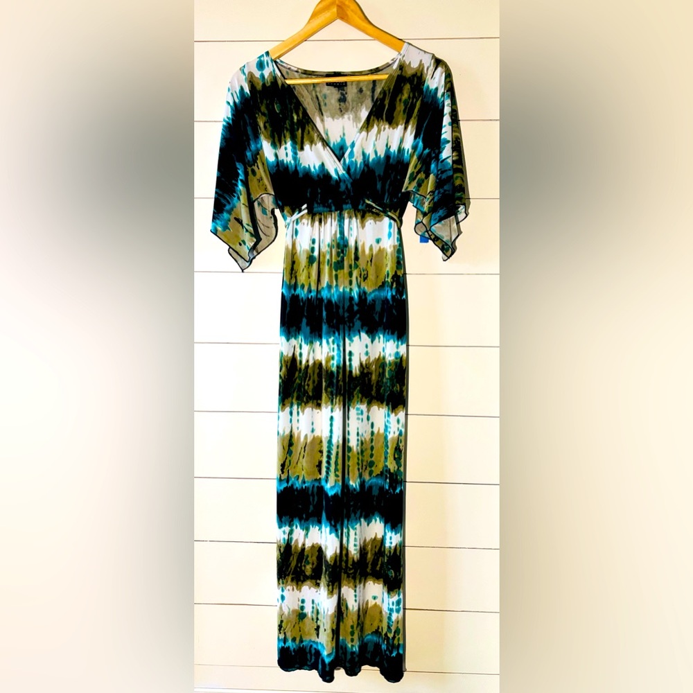 Chic Bohemian Multicolor Maxi Dress. Spring, summer, festival, flowy, fun Size 8